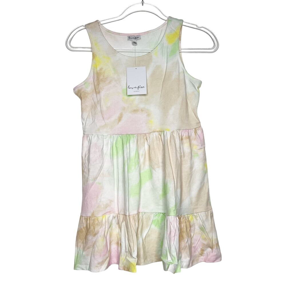 LOVE FIRE Girls Tie Dye Sleeveless Tiered Tank Dress Multicolor Size Medium NWT